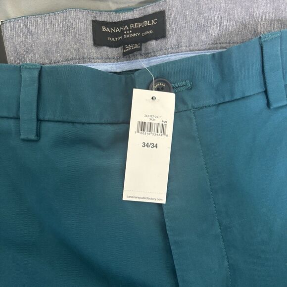 Banana Republic Men's Fulton Chino Skinny Fit Pants Teal 34 x 34 NWT $65 MSRP - Picture 6 of 9